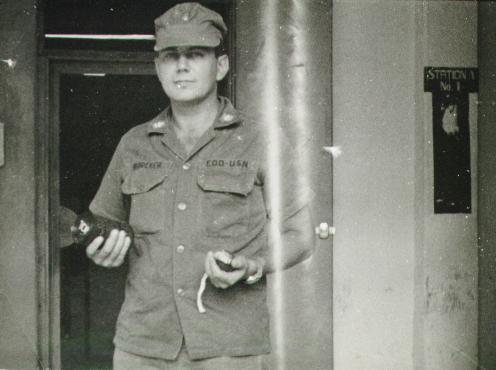 Bob with VC Grenade in Viet Nam